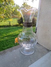 ancien grand vase cerclage argenté 35.5 cm