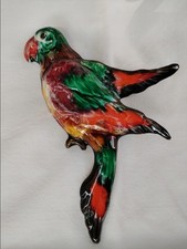 Perroquet En Céramique Barbotine Signé Vallauris A Suspendre 