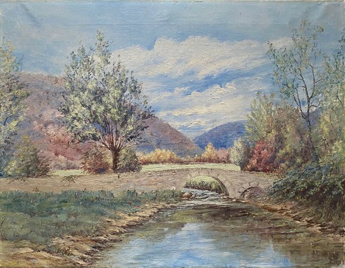 Tableau hst paysage vallonné - hst, "paysage