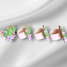 Lot of 4 Vintage Hand Painted Pretty Resin Napkin Holders Grapes Shape ,1970s