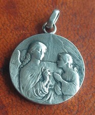 Ange Gardien Médaille religieuse Émile Dropsy en argent massif 