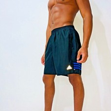 Adidas 90s Vintage Rare Football Short Nylon Noir Blanc Homme Bleu Grand