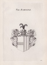 1840 Damnitz Damitz Blason Gravure En Cuivre Héraldiques