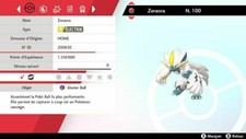 Pokemon ZERAORA SHINY 6iv niveau 100 (épée/bouclier)