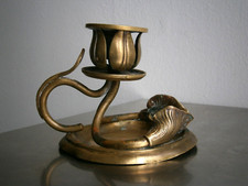 Bougeoir à main 1900 Cuivre Art Nouveau décor Arum Floral Chandelier Ancien