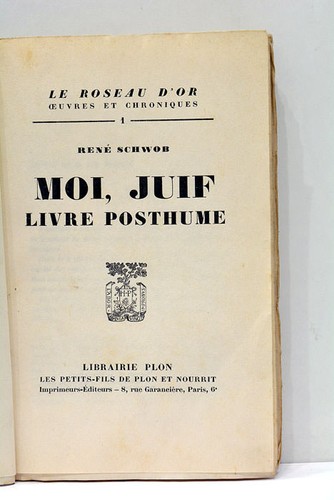 Schwob moi juif - schwob, posthume