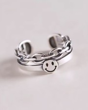 Bague sourire réglable argent