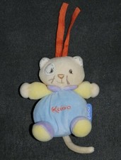 Peluche Kaloo 2006 Doudou Chat Ours Attache Tétine Bleu Cocard Petit Modèle TTBE