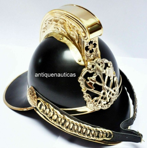 Casque pompier noir vintage - casque, de