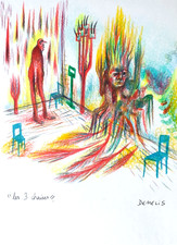 dessin original papier art brut singulier outsider demelis