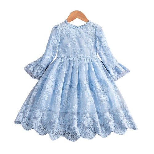 Robe fille bleue - robe, brodée