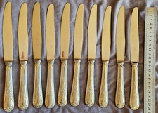 10 couteaux table Métal argenté & lames Nogent inox style Louis XV proche Marly