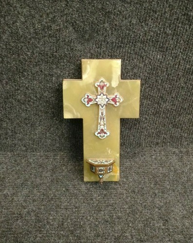 Ancien benitier croix - , emaux