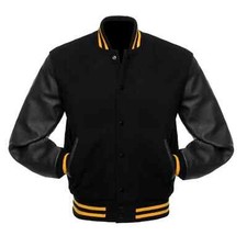 Blouson bomber noir en laine