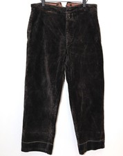 French 1940s Buckle Back Brown Thick Corduroy Work Chore Pants LE TIRAILLEUR W37