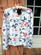 Pull blanc motifs papillons Promod manches longues  tL 40/42 tbe