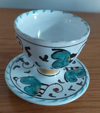 coquetier en céramique Italie peint à la main marqué CM15