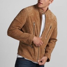 Veste en cuir véritable daim