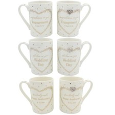 Mad Dots - Tasse Set - Lettrage & Strass Cœur - Crème & Doré - Choisissez Design