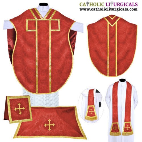 Nouveau red chasuble - nouveau, chasuble.st