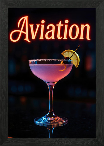 Neon lit aviation cocktail - aviation, in