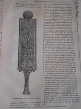 Gravure 1887 Rape à tabac ou grivoise en bois sculpté