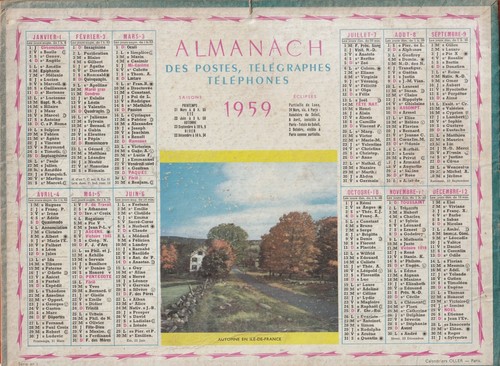 Almanach calendrier des postes - almanach-calendrier,