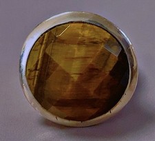 Ancienne bague argent oeil de tigre ring silver bague argent massif T55