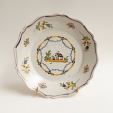 Assiette décor de grand feu - Architecture - Faïence de La Rochelle - XVIII/XIXe