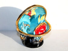 VALLAURIS JOLIE VEILLEUSE LAMPE COQUILLE SAINT JACQUES CERAMIQUE EMAILLÉ POISSON