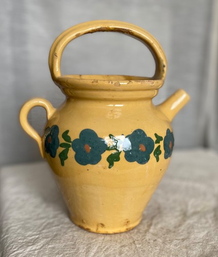 Cruche terre vernissée jaune - cruche,