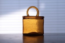 Vase en verre sargasses Kaj Franck manche ambre années 60 Nuutajarvi art finl...