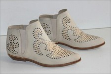 SAN MARINA  Boots à Enfiler Cuir Peau Cloutée Beige T 37 TTBE