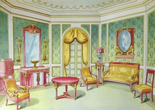 ESTAMPE 1900 Salon Empire Barcelone F.Seix Ebanista Moderno