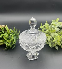 Bonbonnière sur pied en cristal de Paris décor feuilles et fruits-637001