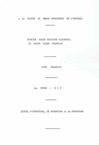 Rite français rituel - -,