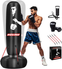 Punching Bag for Adults, 71" Boxing Bag with Stand and Fixed Rope,Free Standing