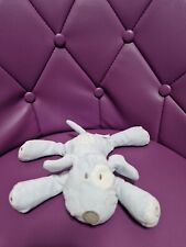 Doudou chien bleu OBAIBI OKAIDI nez gris cocard blanc couché peluche 20 Cm