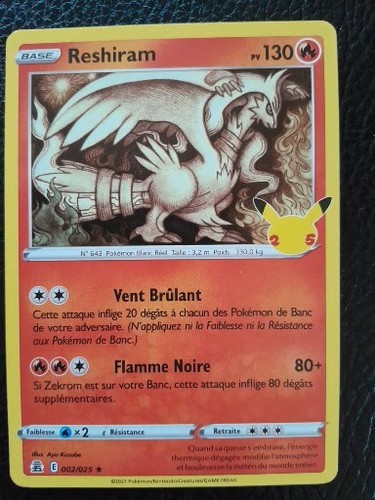 Carte pokémon reshiram - carte,