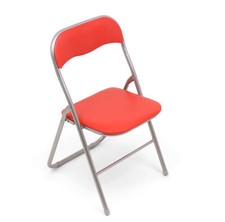 6 chaises pliables similicuir - argent-rouge - 6 chaises - construction solide