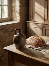 Cruche ancienne XIXe-XXe grès de Puisaye artisanal vernissée