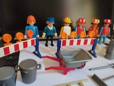 Lot Playmobil  Ouvriers travaux publics brouette outils 