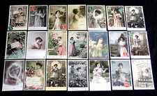 FEMME CHARME ELEGANCE PORTRAIT SOURIRE OISEAU RAMIER PIGEON LOT 21 CPA 1910 B43