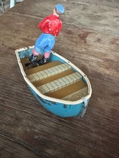 EXCEPTIONNEL JOUET LA HOTTE SAINT NICOLAS CHALOUPE CANOT AVEC SON GODILLEUR 1950