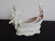 ANCIENNE Petite Bouquetière Vase en BISCUIT à Décor de Gondole