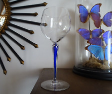 Cristal Saint Louis - Rare verre à eau pied filigrané bleu signé 21,5 cm - Lot 1