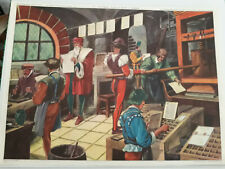 Affiche pédagogique  recto Gutenberg utilise la presse à imprimer,verso