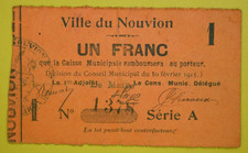 Carton de nécessité - Caisse municipale de la Ville de Nouvion 1F