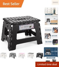 Tabouret Anti-Dérapant Noir 22cm - Pratique Pour Salle de Bain et Accès Élevé