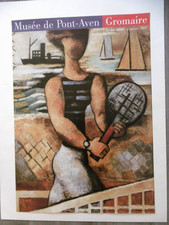 GROMAIRE Marcel Affiche originale 2000 Tennis Musée Pont-Aven Noyelles / Sambre